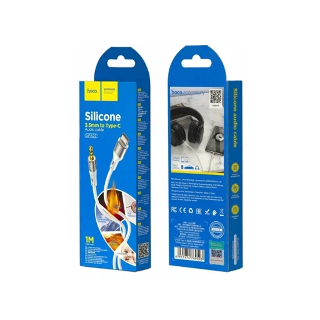 Аудио-кабель переходник с type-c на aux 3,5 1м HOCO