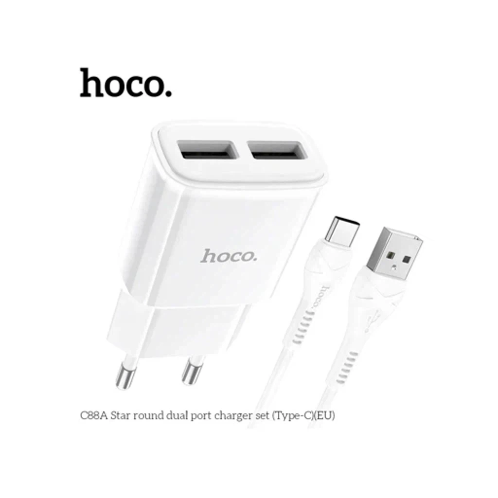 Сетевое зарядное устройство Hoco C88A Star round + кабель USB Type-C