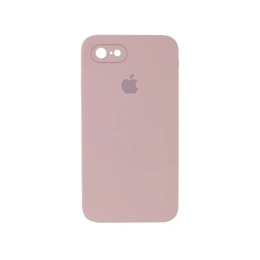 Чехол Silicone Case с закрытым низом и защитой камеры для Iphone 7 / 8 / SE (2020) (Квадратные грани)